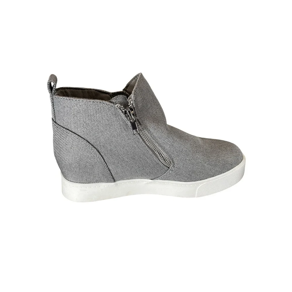 Soda Womens Grey Metallic Hidden Wedge High Top Fashion Sneakers Size 8.5